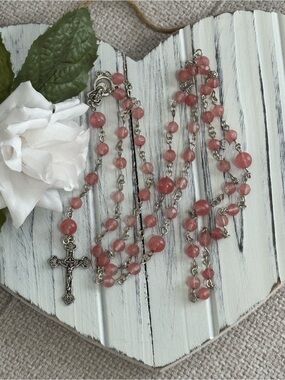 📿 Rose Quartz Gemstone Bead Rosary